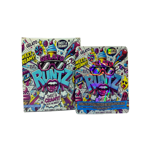 25 Pack 3.5g Shaped Bags & Window Boxes Set - Gelato Runtz
