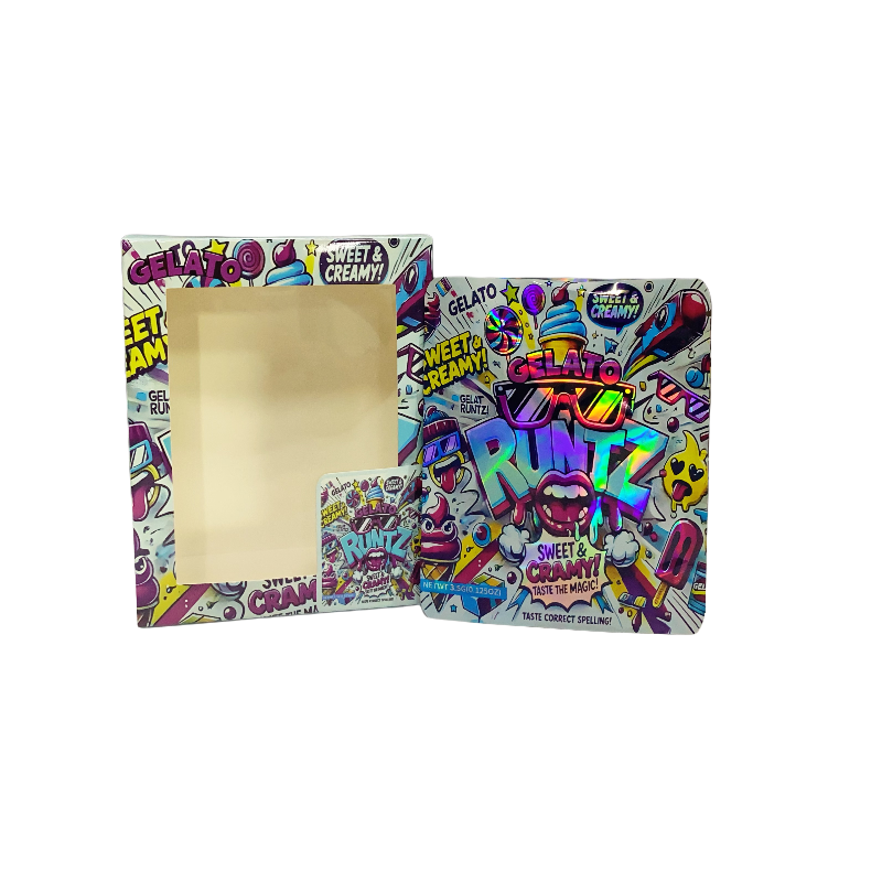 25 Pack 3.5g Shaped Bags & Window Boxes Set - Gelato Runtz