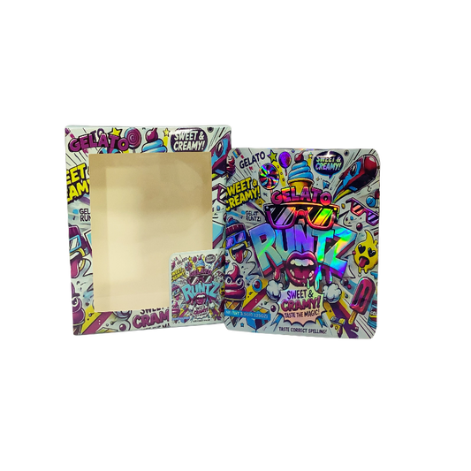 25 Pack 3.5g Shaped Bags & Window Boxes Set - Gelato Runtz