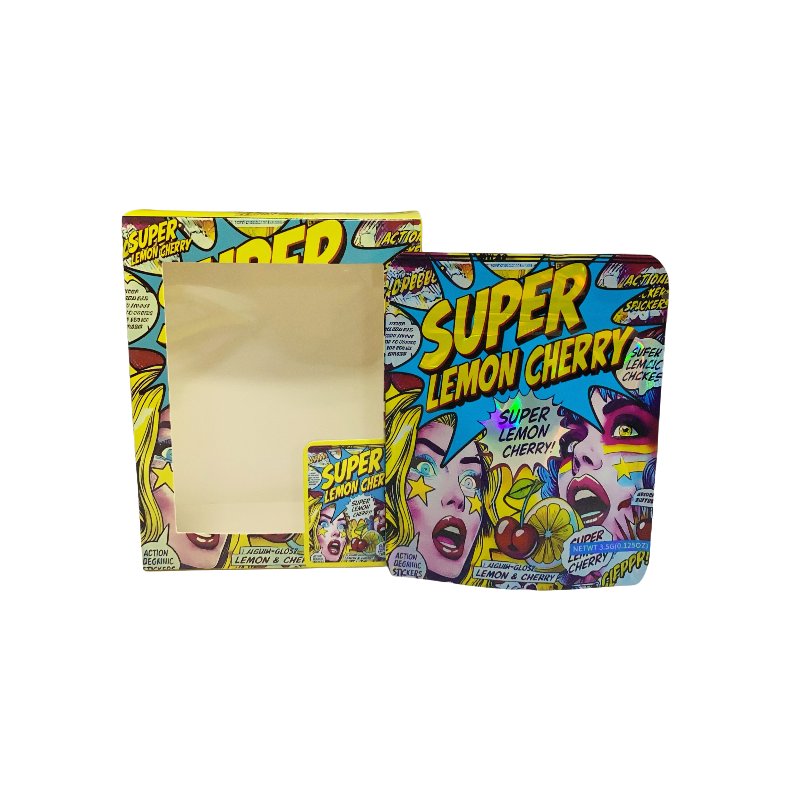 25 Pack 3.5g Shaped Bags & Window Boxes Set - Super Lemon Cherry
