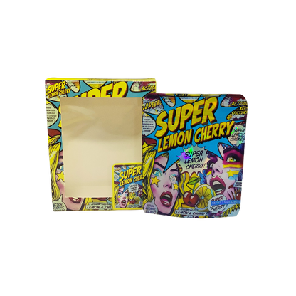 25 Pack 3.5g Shaped Bags & Window Boxes Set - Super Lemon Cherry