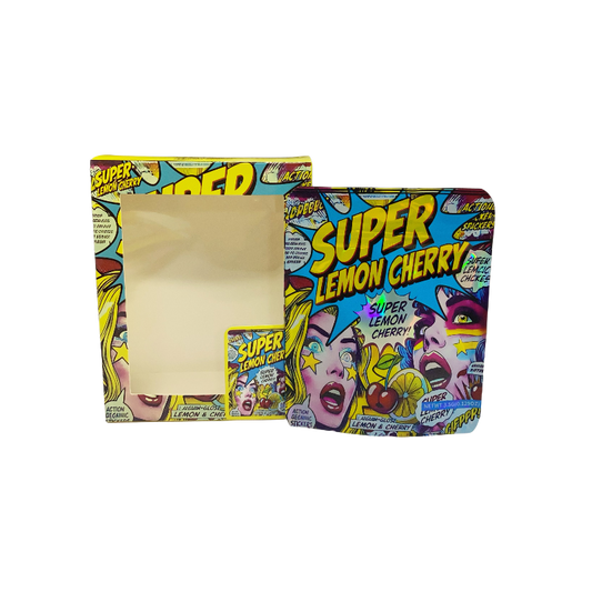 25 Pack 3.5g Shaped Bags & Window Boxes Set - Super Lemon Cherry