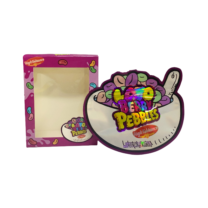 25 Pack 3.5g Shaped Bags & Window Boxes Set - High Tolerance Lato Berry Pebbles