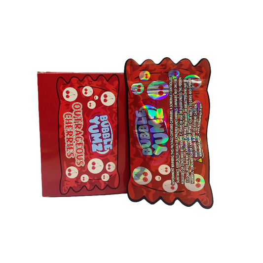 25 Pack 3.5g Shaped Bags & Window Boxes Set - Bubble Yumz Outrageous Cherries
