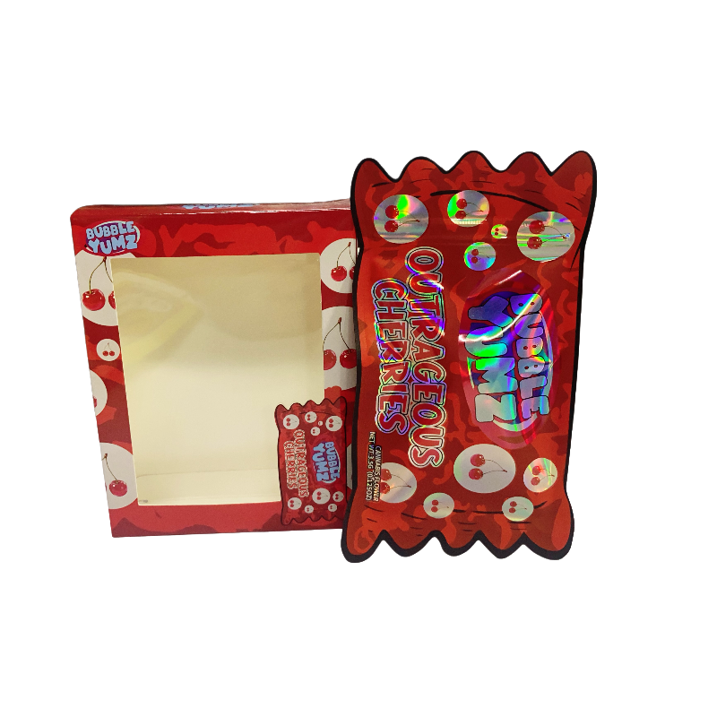 25 Pack 3.5g Shaped Bags & Window Boxes Set - Bubble Yumz Outrageous Cherries