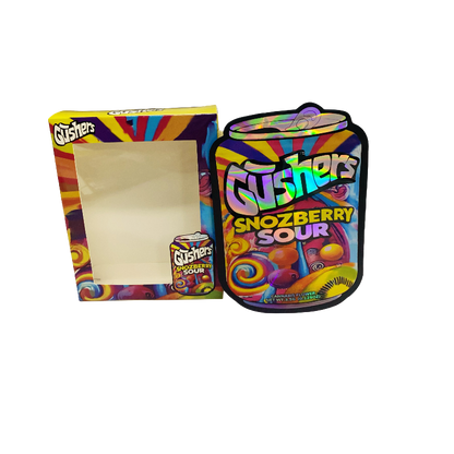 25 Pack 3.5g Shaped Bags & Window Boxes Set - Gushers Snozberry Sour