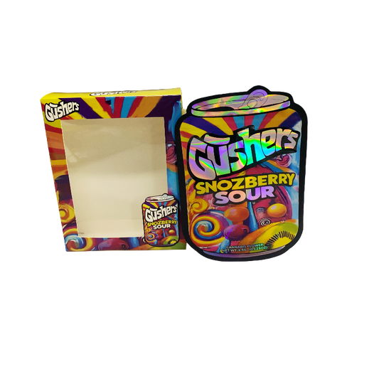 25 Pack 3.5g Shaped Bags & Window Boxes Set - Gushers Snozberry Sour