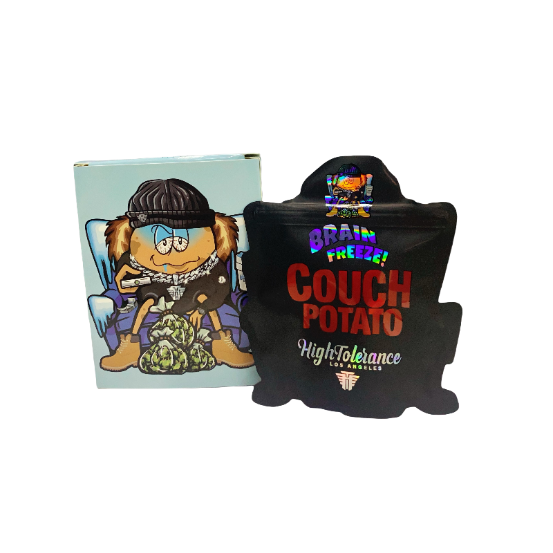 25 Pack 3.5g Shaped Bags & Window Boxes Set - High Tolerance Brain Freeze Couch Potato