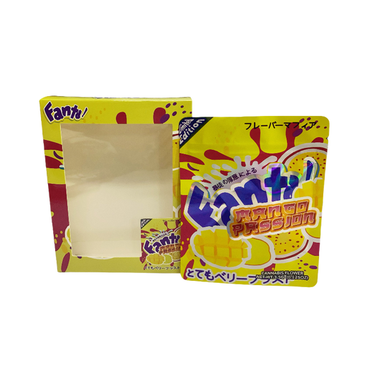 25 Pack 3.5g Shaped Bags & Window Boxes Set - Fanta Mango Passion