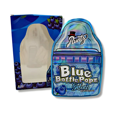3.5g Mylar Bag with Window Box - Blue Bottle Popz Gelato (25 Bags+25Boxes)