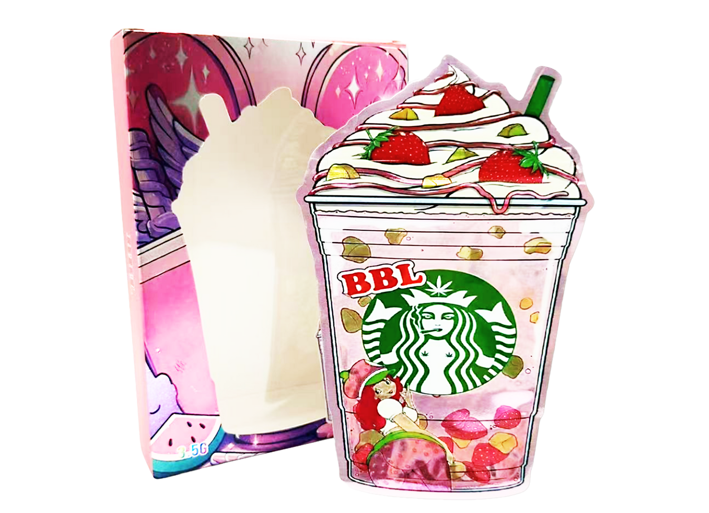 3.5g Mylar Bag with Window Box - BBL Starbucks (25 Bags+25Boxes)