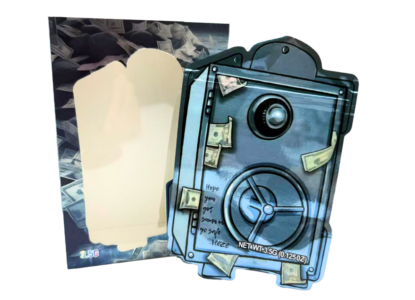 3.5g Mylar Bag with Window Box - Cash Safe (25 Bags+25Boxes)