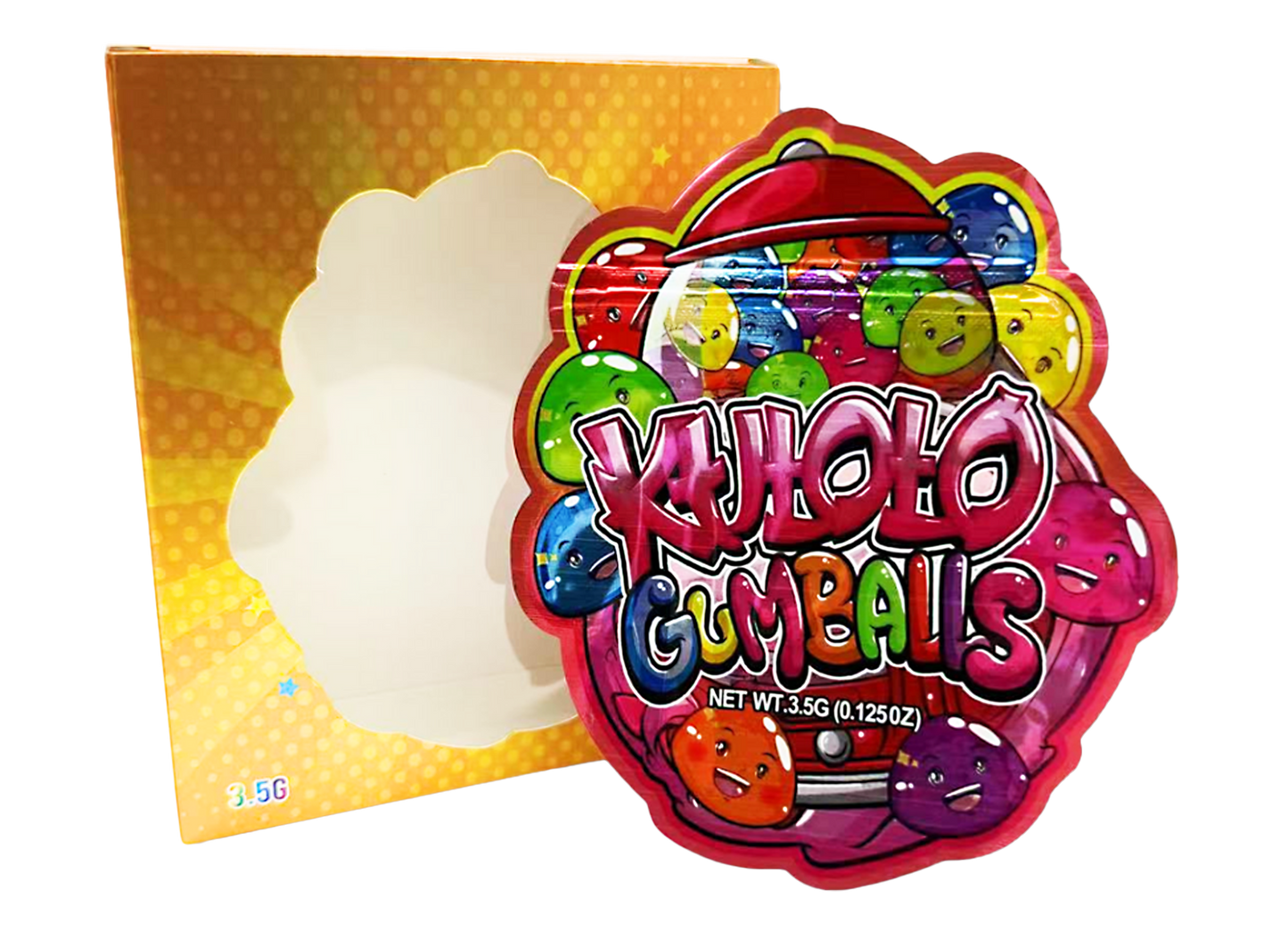 3.5g Mylar Bag with Window Box - Ktholo Gumballs (25 Bags+25Boxes)