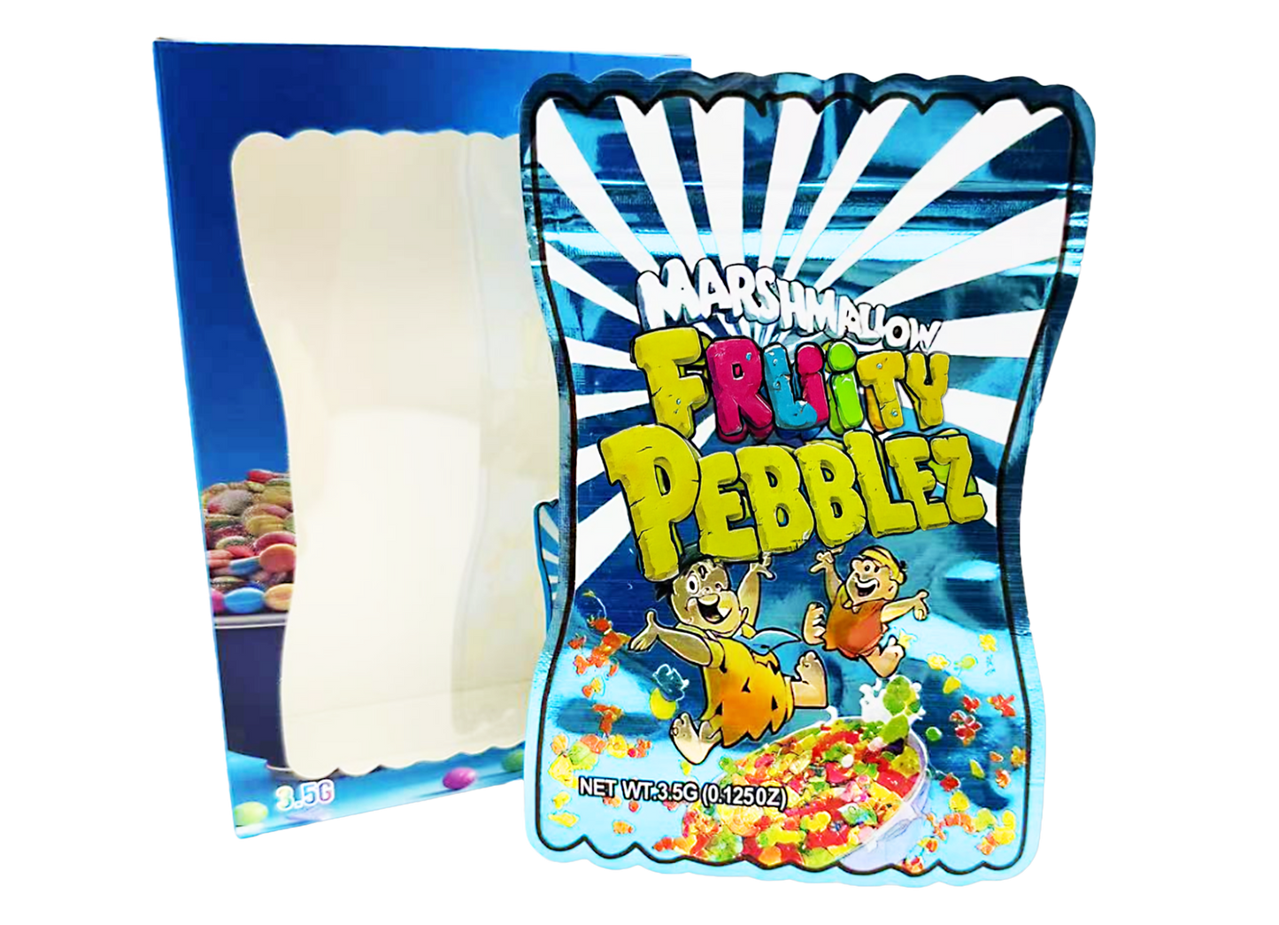 3.5g Mylar Bag with Window Box - Marshmallow Fruity Pebbles (25 Bags+25Boxes)