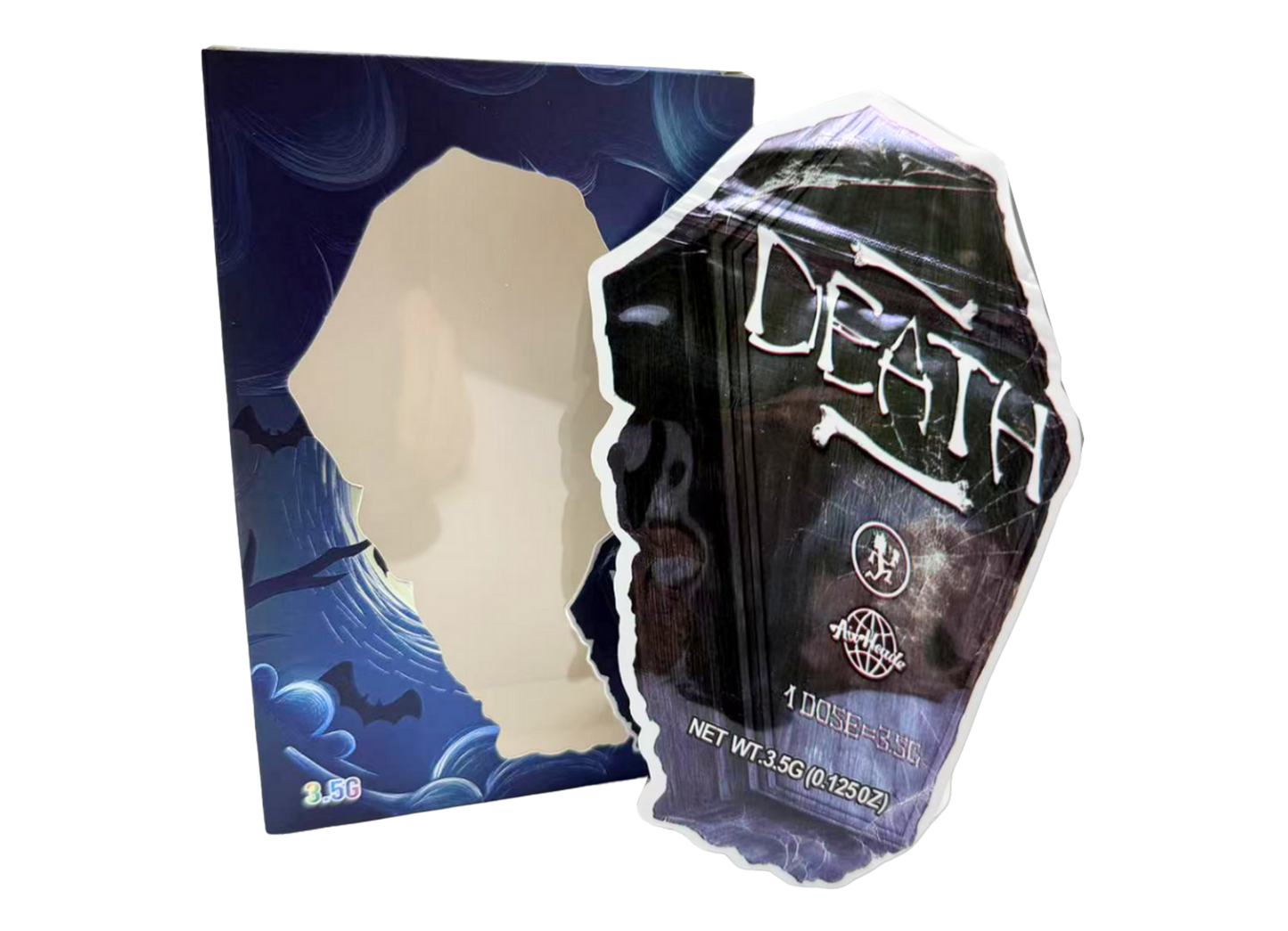 3.5g Mylar Bag with Window Box - Death Coffin (25 Bags+25Boxes)