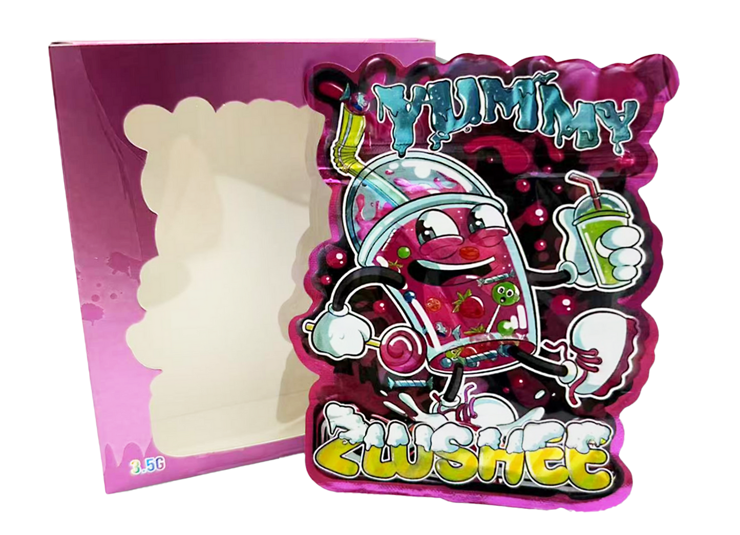 3.5g Mylar Bag with Window Box - Yummy Zlushee (25 Bags+25Boxes)