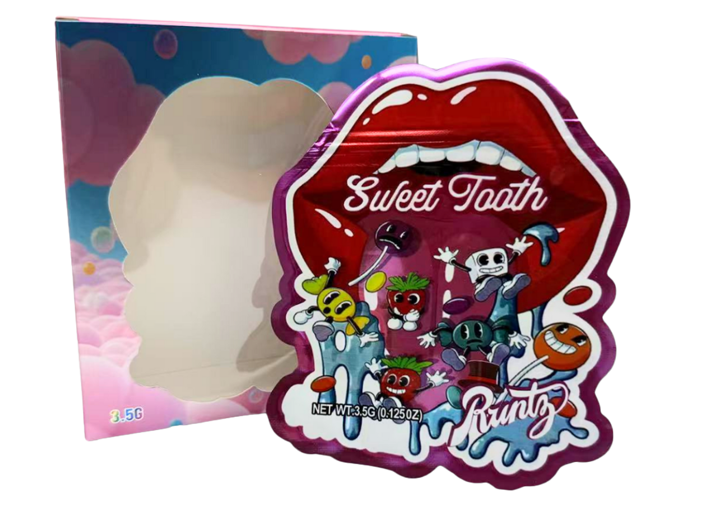 3.5g Mylar Bag with Window Box - Runtz Sweet Tooth (25 Bags+25Boxes)