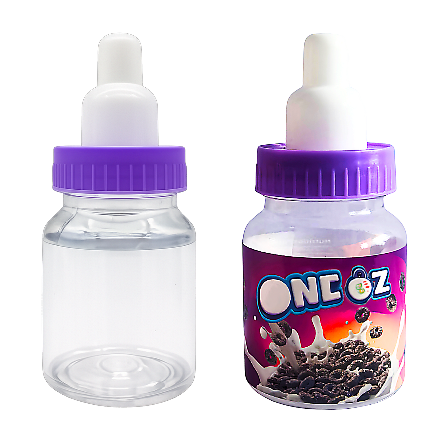 (12 Count) Handheld Bottle-Style Plastic Packaging Containers  - 10 Style Options