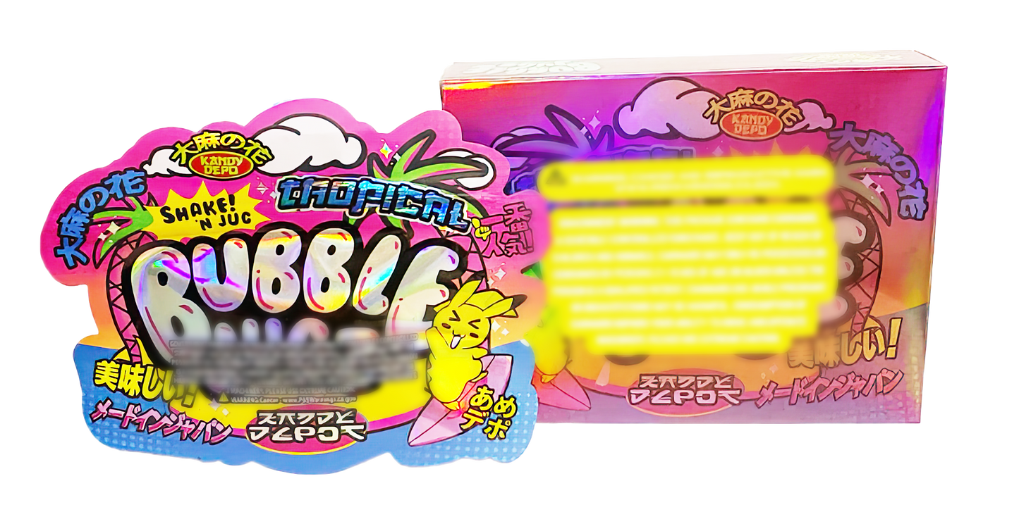 3.5g Shaped Mylar Storage Bag with Box - Tropical Bubble Jugz (25 Storage Bags+25Boxes)