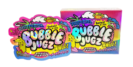 3.5g Shaped Mylar Storage Bag with Box - Tropical Bubble Jugz (25 Storage Bags+25Boxes)