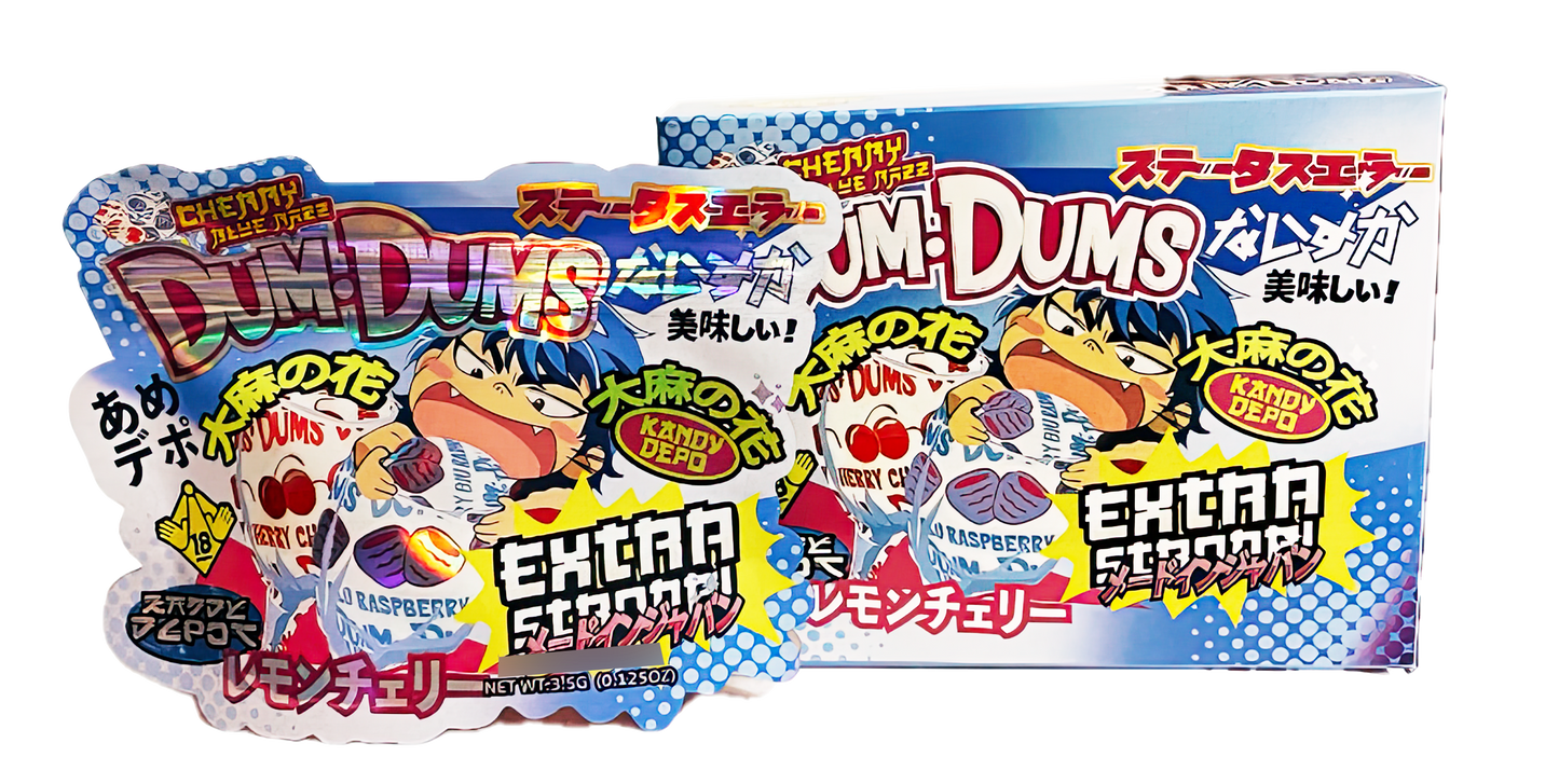 3.5g Shaped Mylar Storage Bag with Box - Cherry Dum Dums (25 Storage Bags+25Boxes)