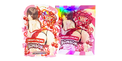 3.5g Shaped Mylar Storage Bag with Box - Cherry Creme Bombom (25 Storage Bags+25Boxes)
