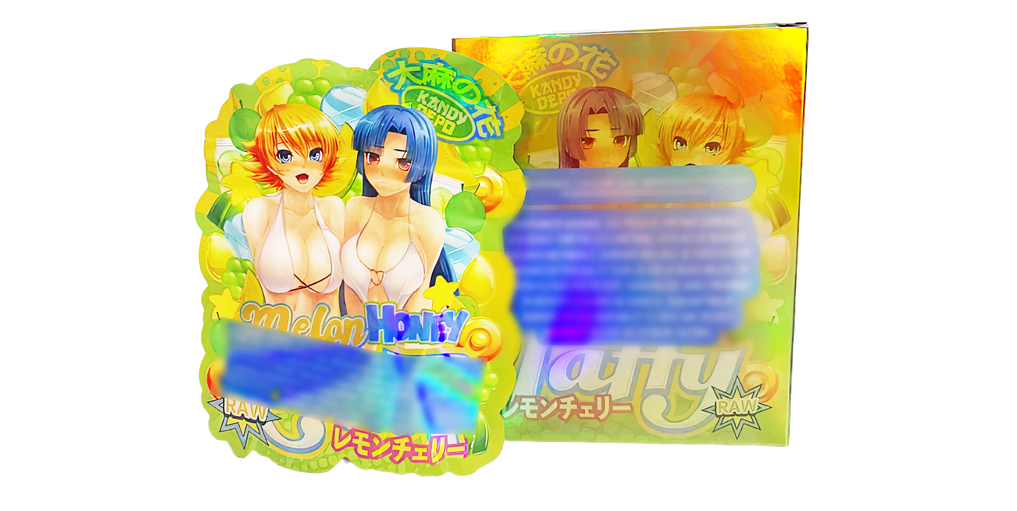 3.5g Shaped Mylar Storage Bag with Box - Honey Melon Taffy (25 Storage Bags+25Boxes)