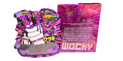 3.5g Shaped Mylar Storage Bag with Box - Cherry Blossom Wocky (25 Storage Bags+25Boxes)