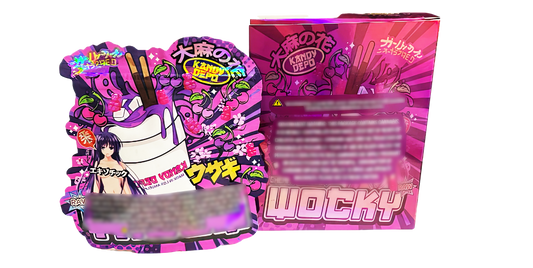 3.5g Shaped Mylar Storage Bag with Box - Cherry Blossom Wocky (25 Storage Bags+25Boxes)