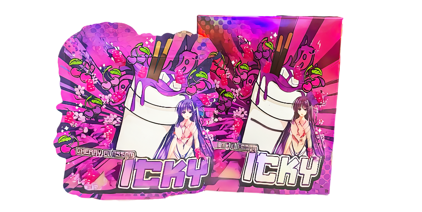 (25 Count) Decorative Zip Foil Pouches with Matching Boxes (4"x 5") Cherry Blossom Graphic Set