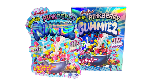 3.5g Shaped Mylar Storage Bag with Box - Pinkberry Gummiez (25 Storage Bags+25Boxes)