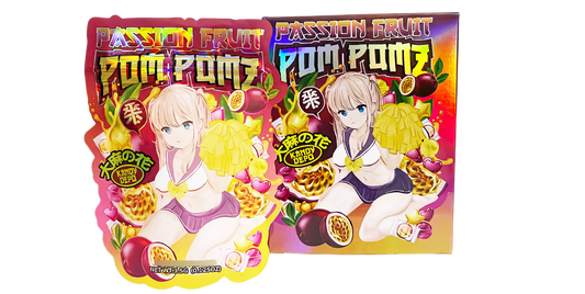 3.5g Shaped Mylar Storage Bag with Box - Passion Fruit Pom Pomz (25 Storage Bags+25Boxes)