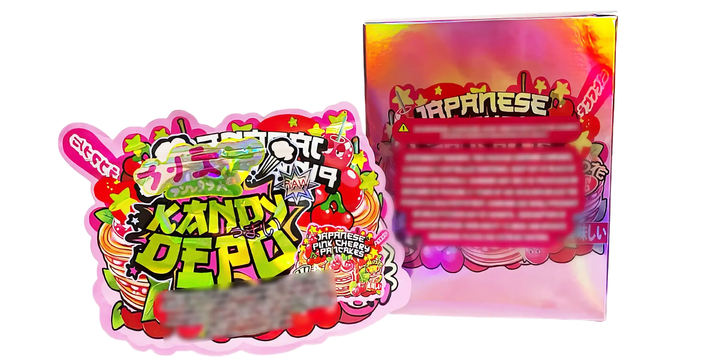 3.5g Shaped Mylar Storage Bag with Box - Japanese Pink Cherry Pancakes (25 Storage Bags+25Boxes)