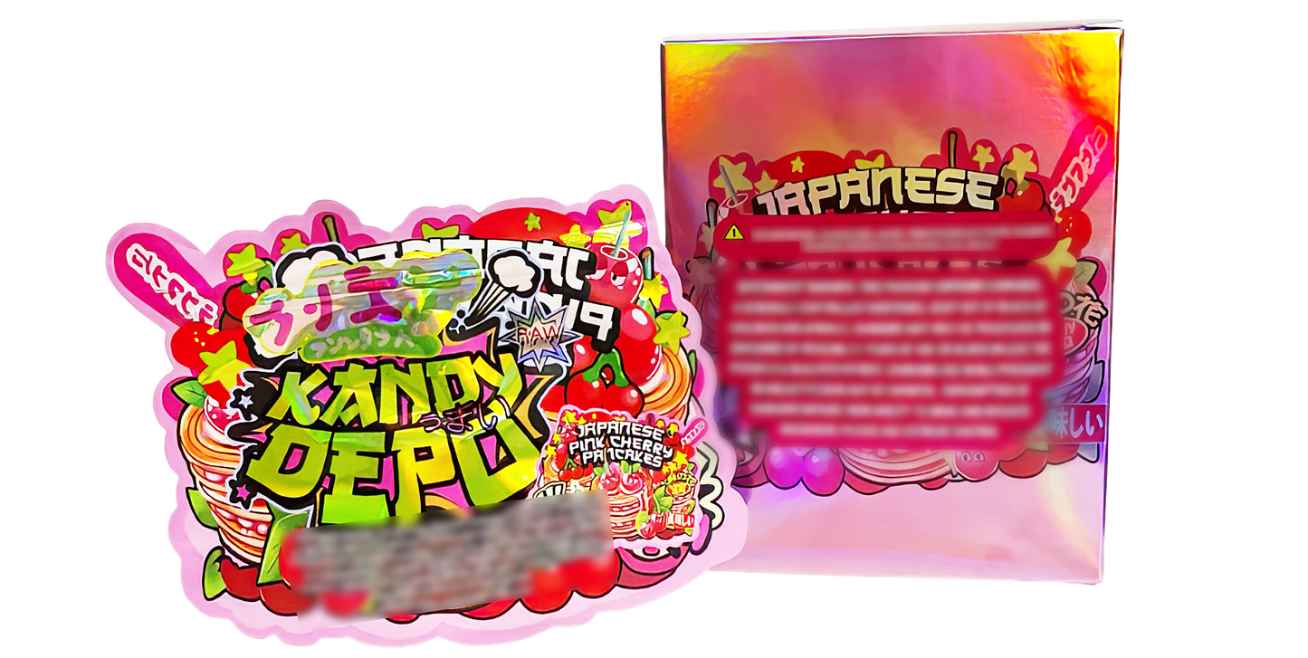 3.5g Shaped Mylar Storage Bag with Box - Japanese Pink Cherry Pancakes (25 Storage Bags+25Boxes)