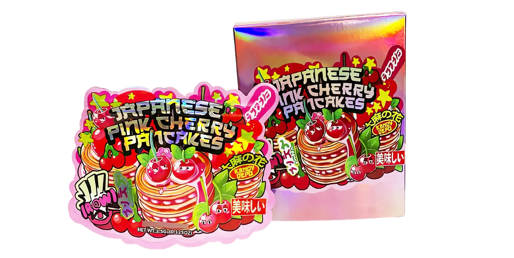 3.5g Shaped Mylar Storage Bag with Box - Japanese Pink Cherry Pancakes (25 Storage Bags+25Boxes)