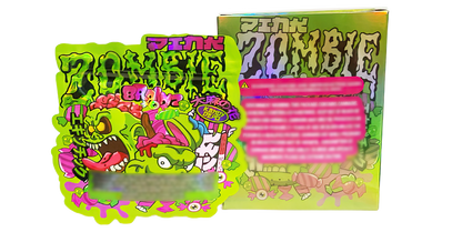 3.5g Shaped Mylar Storage Bag with Box - Pink Zombie Brainz (25 Storage Bags+25Boxes)