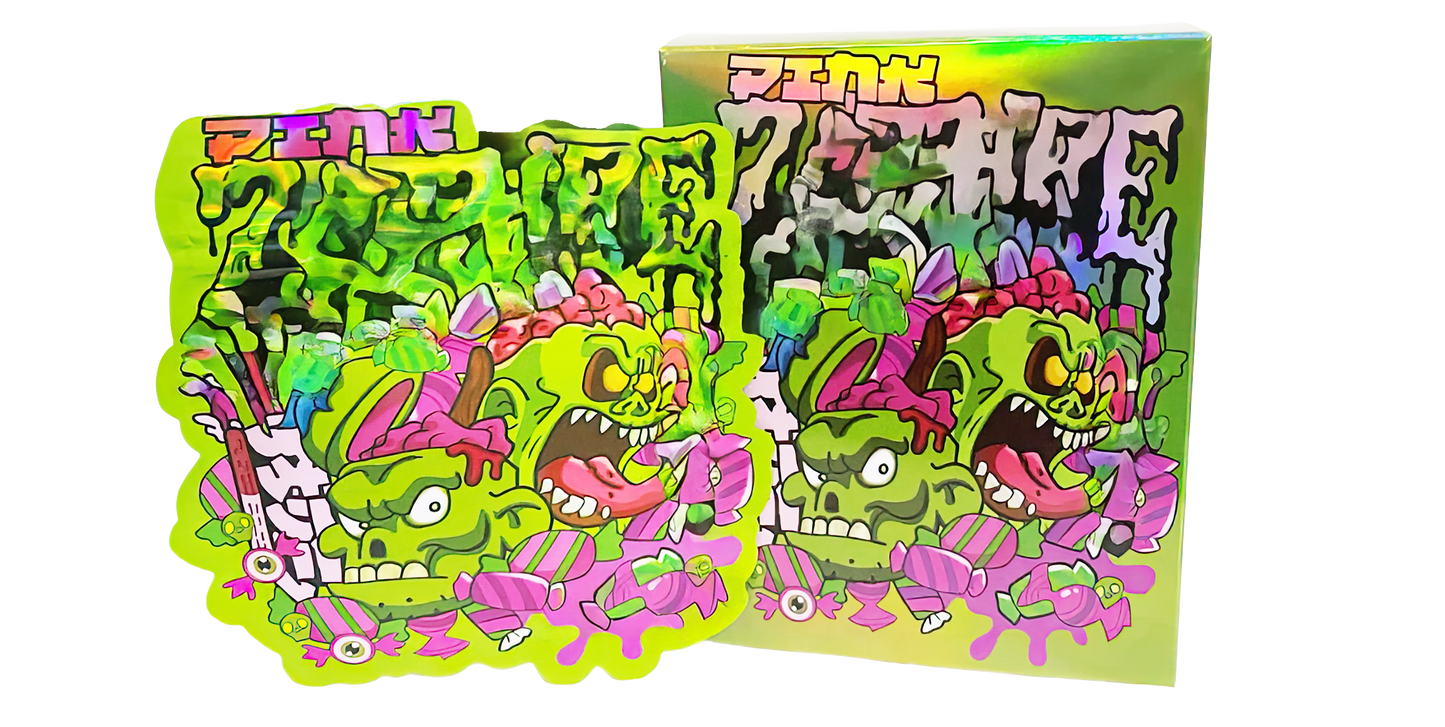 (25 Count) Decorative Zip Foil Pouches with Matching Boxes (4"x 5") Pink Character Graphic Set