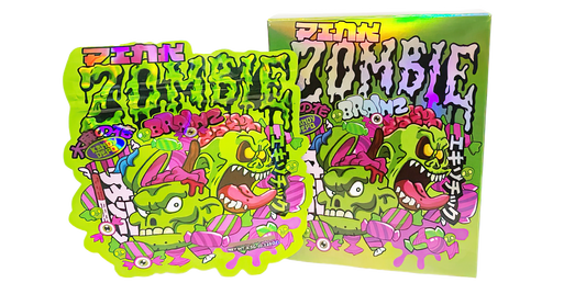 3.5g Shaped Mylar Storage Bag with Box - Pink Zombie Brainz (25 Storage Bags+25Boxes)