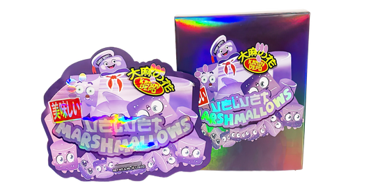 3.5g Shaped Mylar Storage Bag with Box - Velvet Marshmallows (25 Storage Bags+25Boxes)