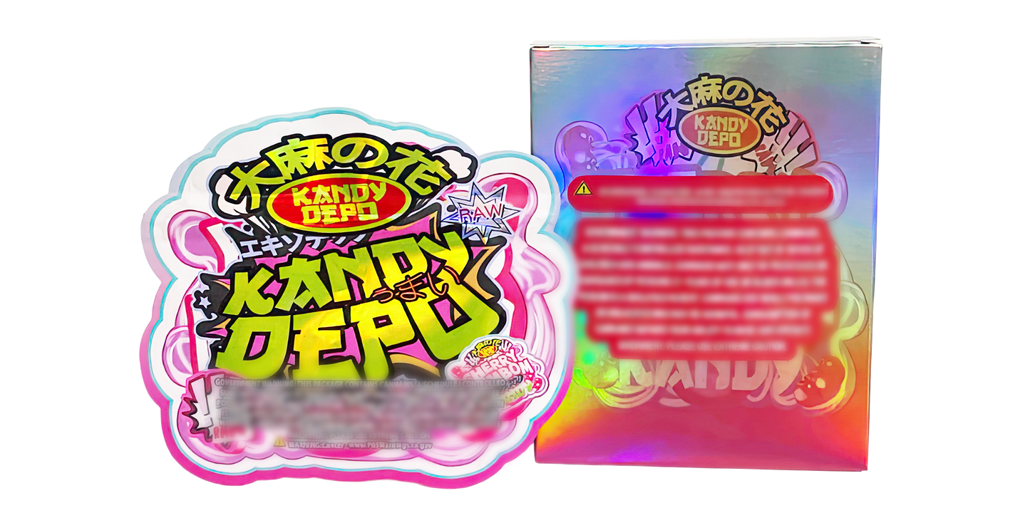 3.5g Shaped Mylar Storage Bag with Box - Cherry Bombom (25 Storage Bags+25Boxes)