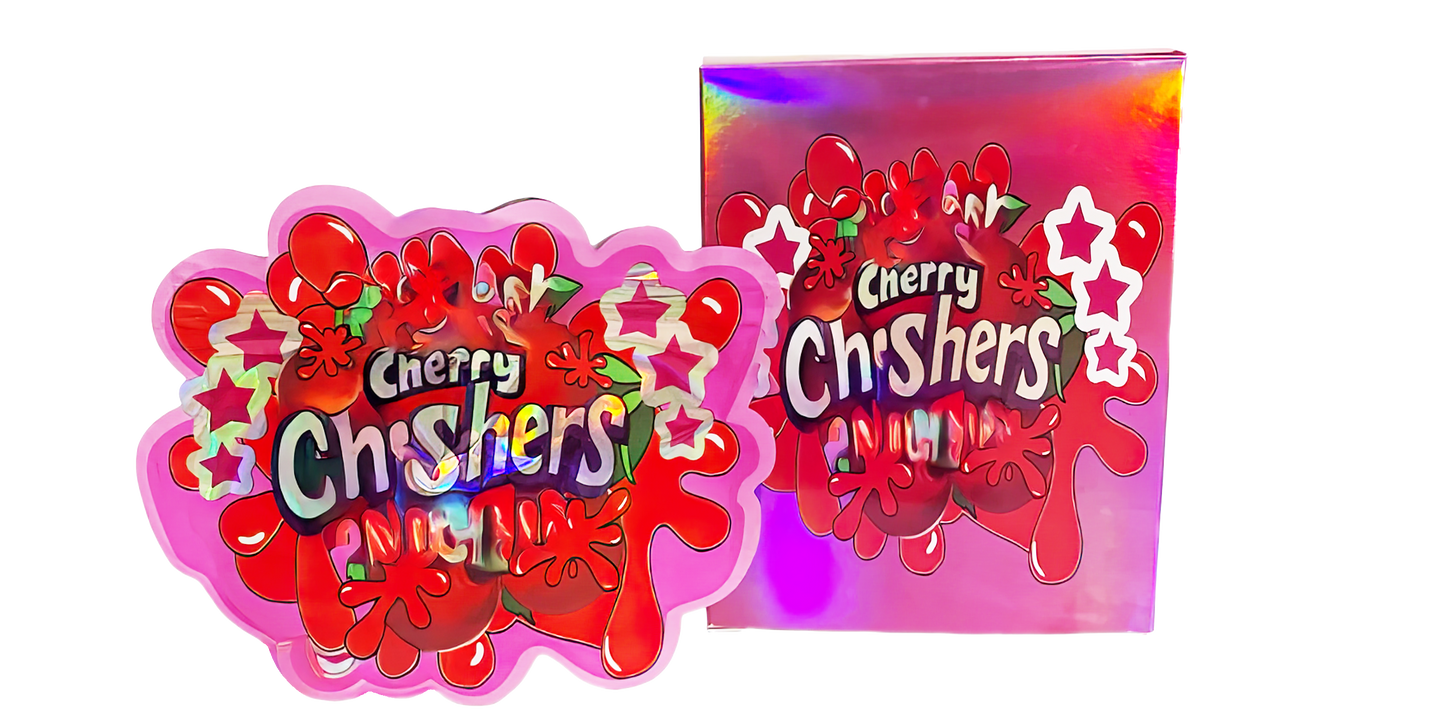 (25 Count) Decorative Zip Foil Pouches with Matching Boxes (4"x 5") Cherry Splash Graphic Set