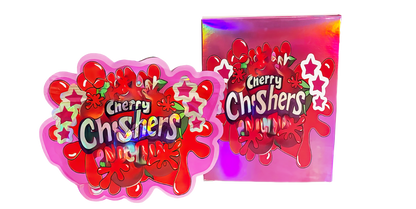 (25 Count) Decorative Zip Foil Pouches with Matching Boxes (4"x 5") Cherry Splash Graphic Set