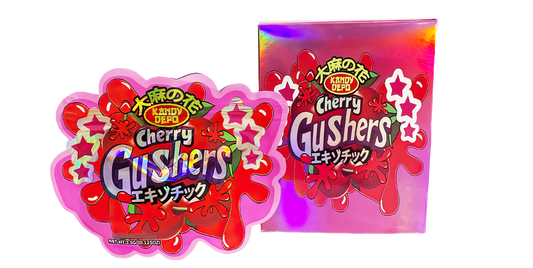 3.5g Shaped Mylar Storage Bag with Box - Depo Cherry Gushers (25 Storage Bags+25Boxes)