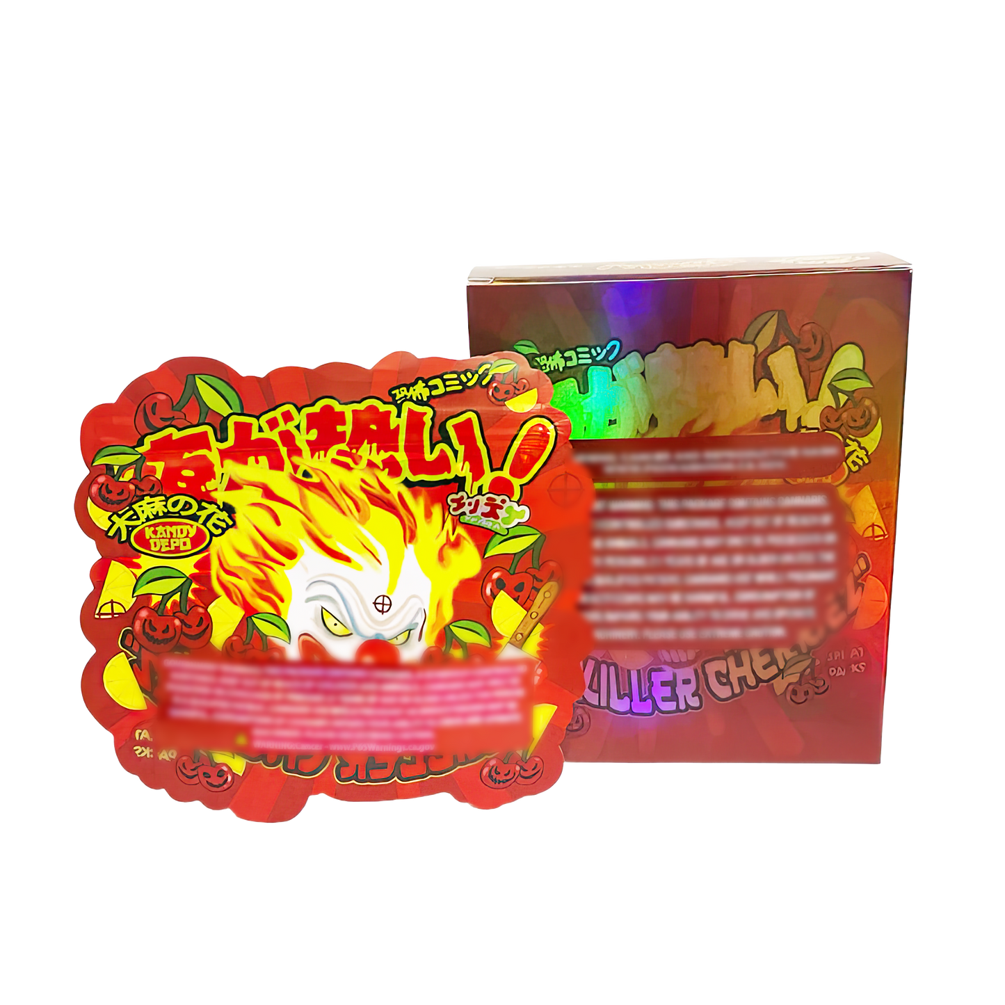 3.5g Shaped Mylar Storage Bag with Box - Killer Cherriez (25 Storage Bags+25Boxes)