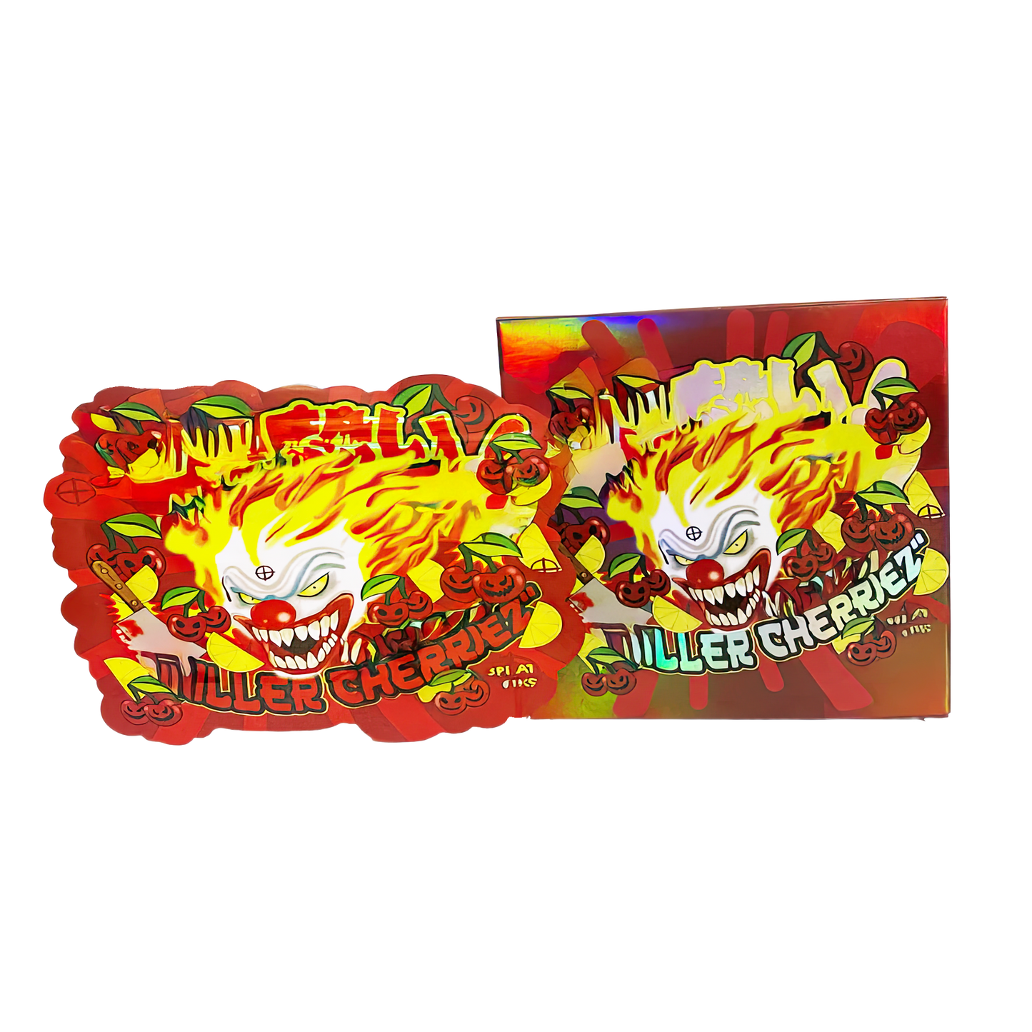 (25 Count) Decorative Zip Foil Pouches with Matching Boxes (4"x 5") Bold Cherry Graphic Set