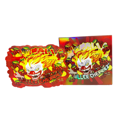 (25 Count) Decorative Zip Foil Pouches with Matching Boxes (4"x 5") Bold Cherry Graphic Set