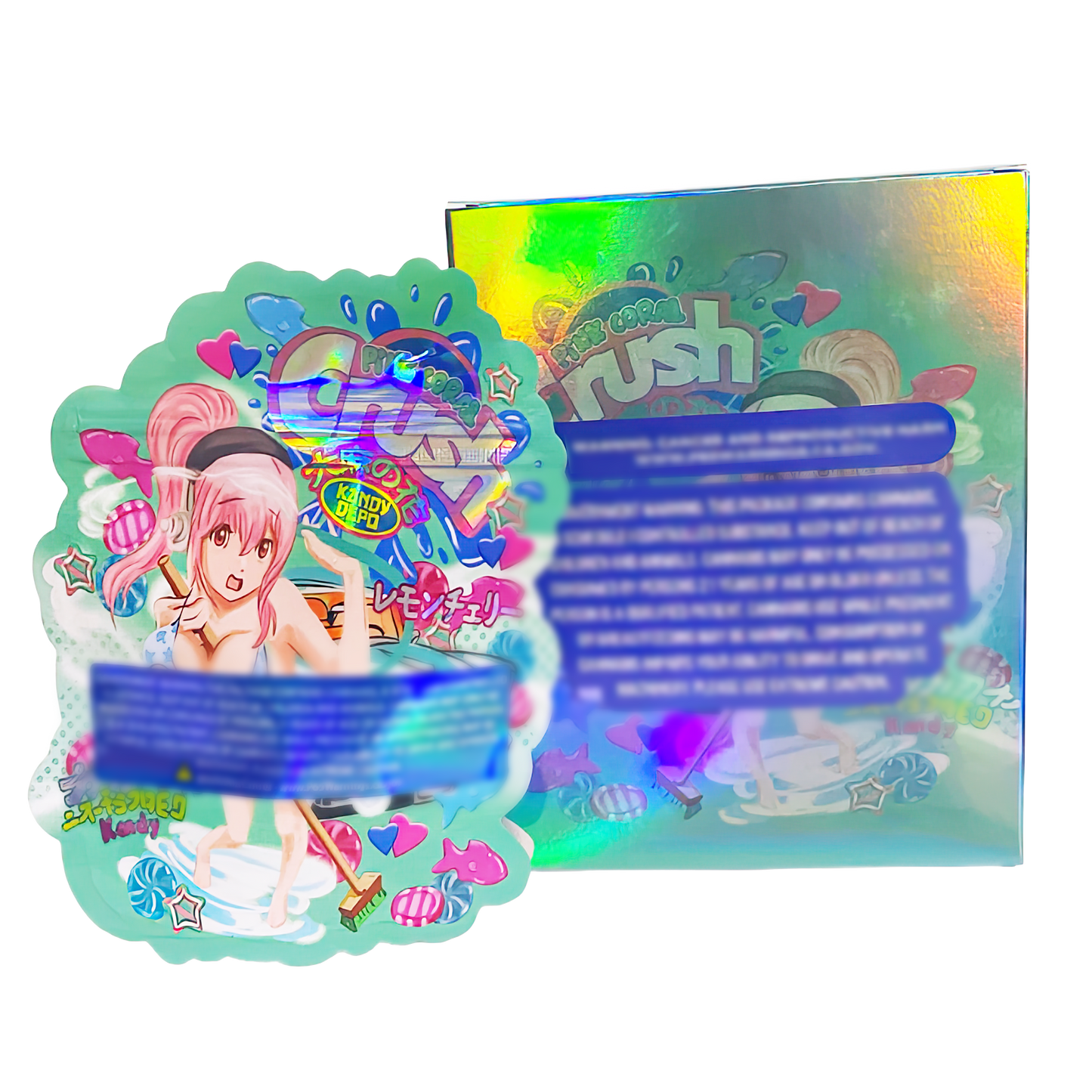 3.5g Shaped Mylar Storage Bag with Box - Pink Coral Crush (25 Storage Bags+25Boxes)