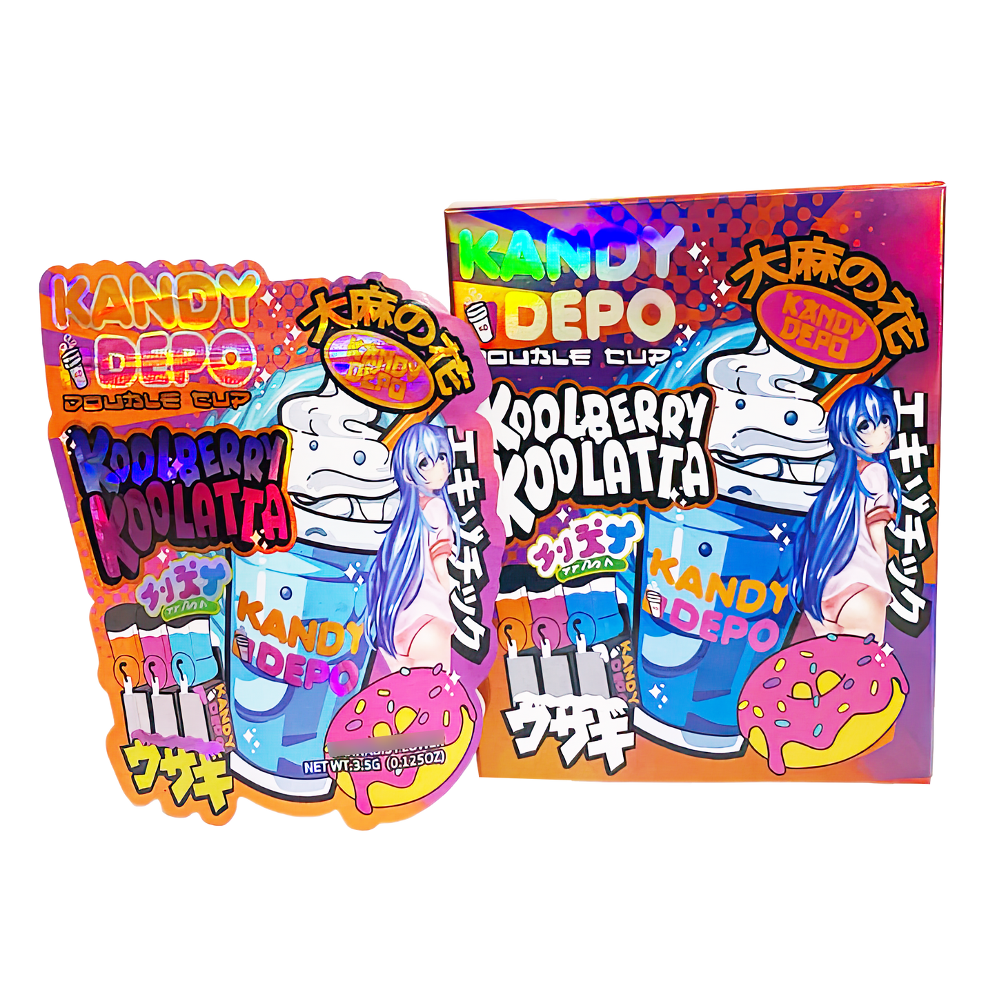 3.5g Shaped Mylar Storage Bag with Box - Depo Koolberry Koolatta (25 Storage Bags+25Boxes)