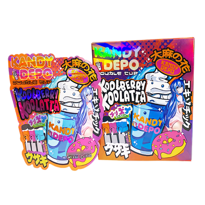 3.5g Shaped Mylar Storage Bag with Box - Depo Koolberry Koolatta (25 Storage Bags+25Boxes)