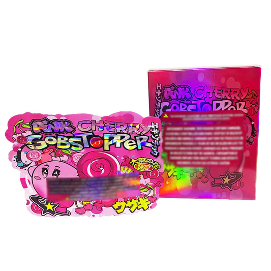 25 Pack 3.5g Shaped Bags & Boxes Set - Pink Cherry Gobstopper